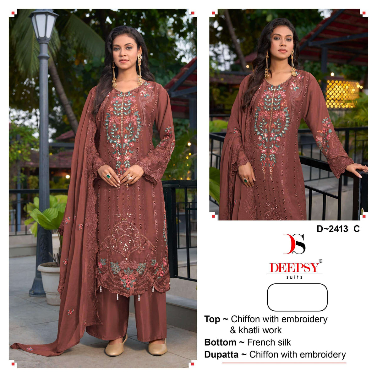 Deepsy Suit D-2413 A To D Series Chiffon Embroidery Premium Pakistani Suit