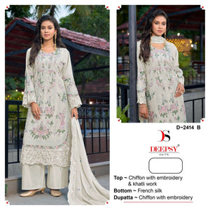 Deepsy Suit D-2414 A To D Series Chiffon Embroidery Premium Pakistani Suit Set - Amrah Wholesale