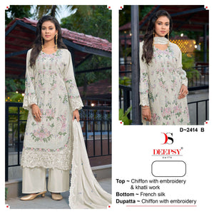 Deepsy Suit D-2414 A To D Chiffon Embroidery Pakistani Suit