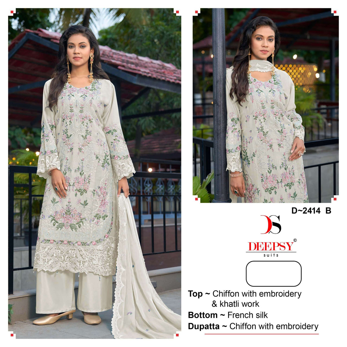 Deepsy Suit D-2414 A To D Chiffon Embroidery Pakistani Suit