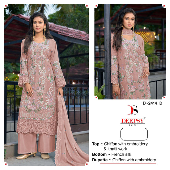 Deepsy Suit D-2414 A To D Chiffon Embroidery Pakistani Suit