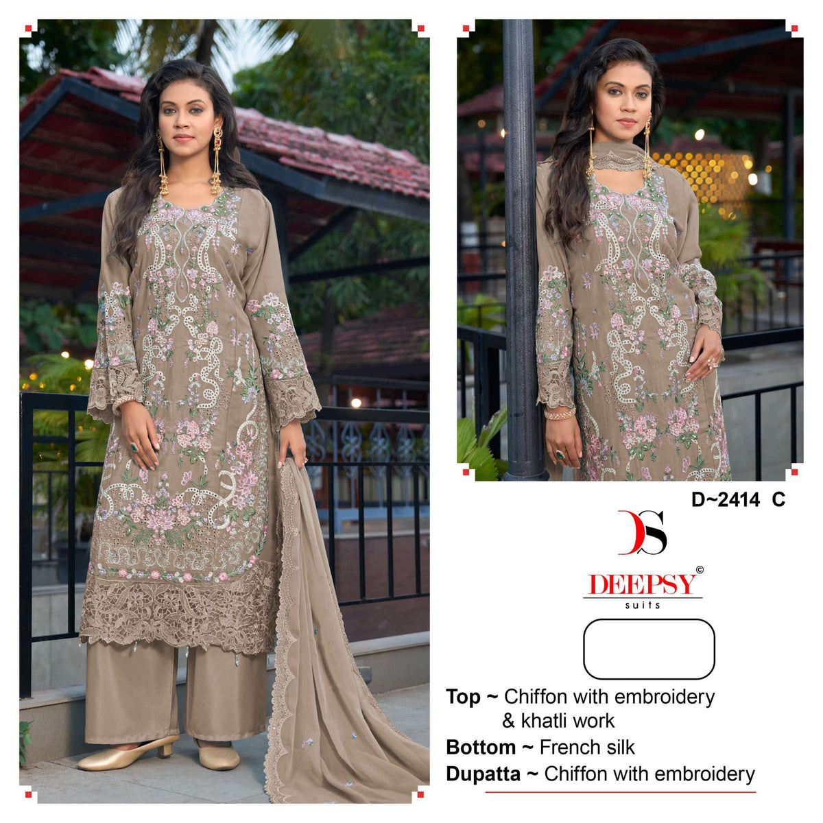 Deepsy Suit D-2414 A To D Series Chiffon Embroidery Premium Pakistani Suit Set