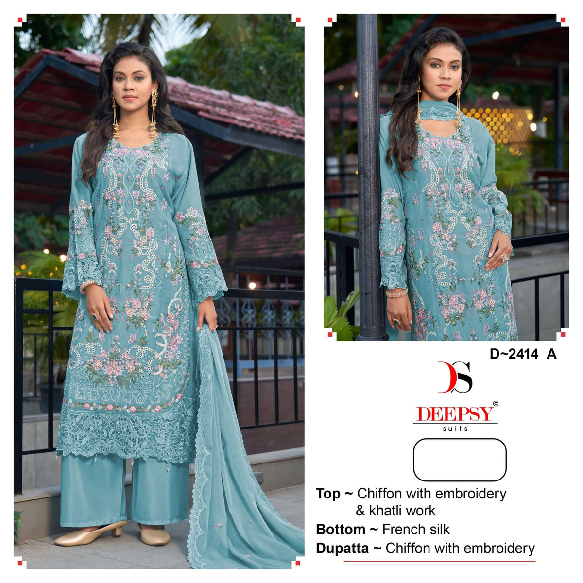 Deepsy Suit D-2414 A To D Series Chiffon Embroidery Premium Pakistani Suit Set