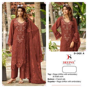Deepsy Suit D-2425 Chiffon Salwar Suit Dress Material
