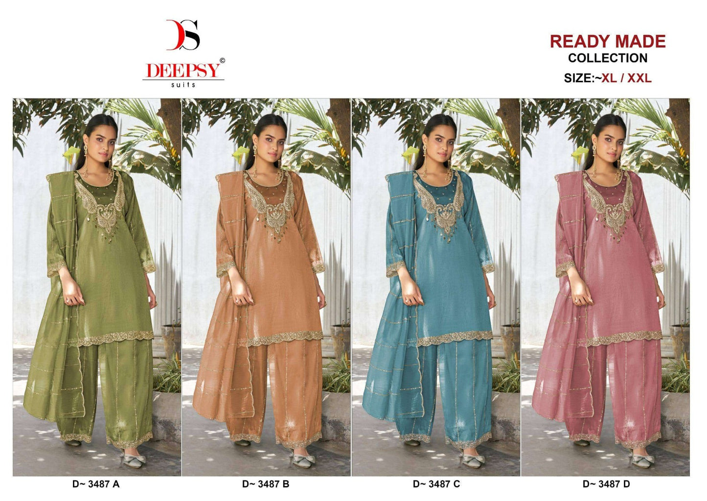 Deepsy Suit D-3487 Salsa Silk Embroidery Pakistani Suit Set