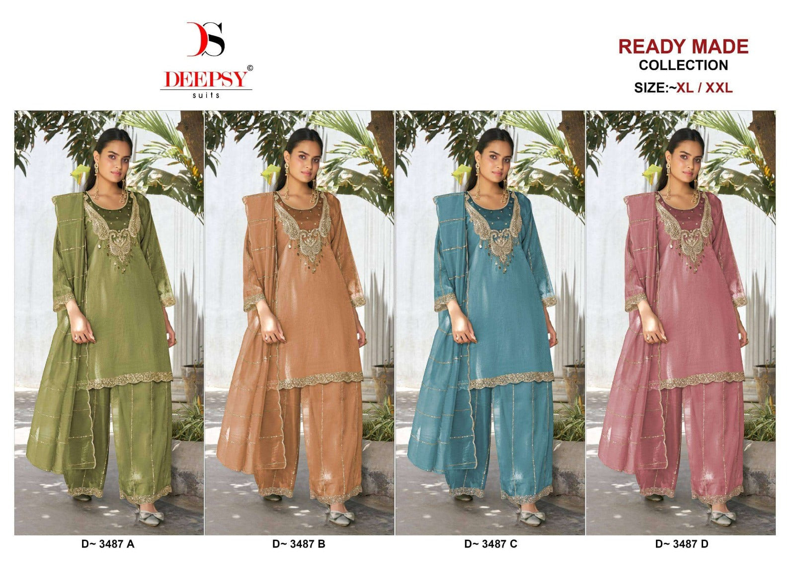 Deepsy Suit D-3487 Salsa Silk Embroidery Pakistani Suit Set