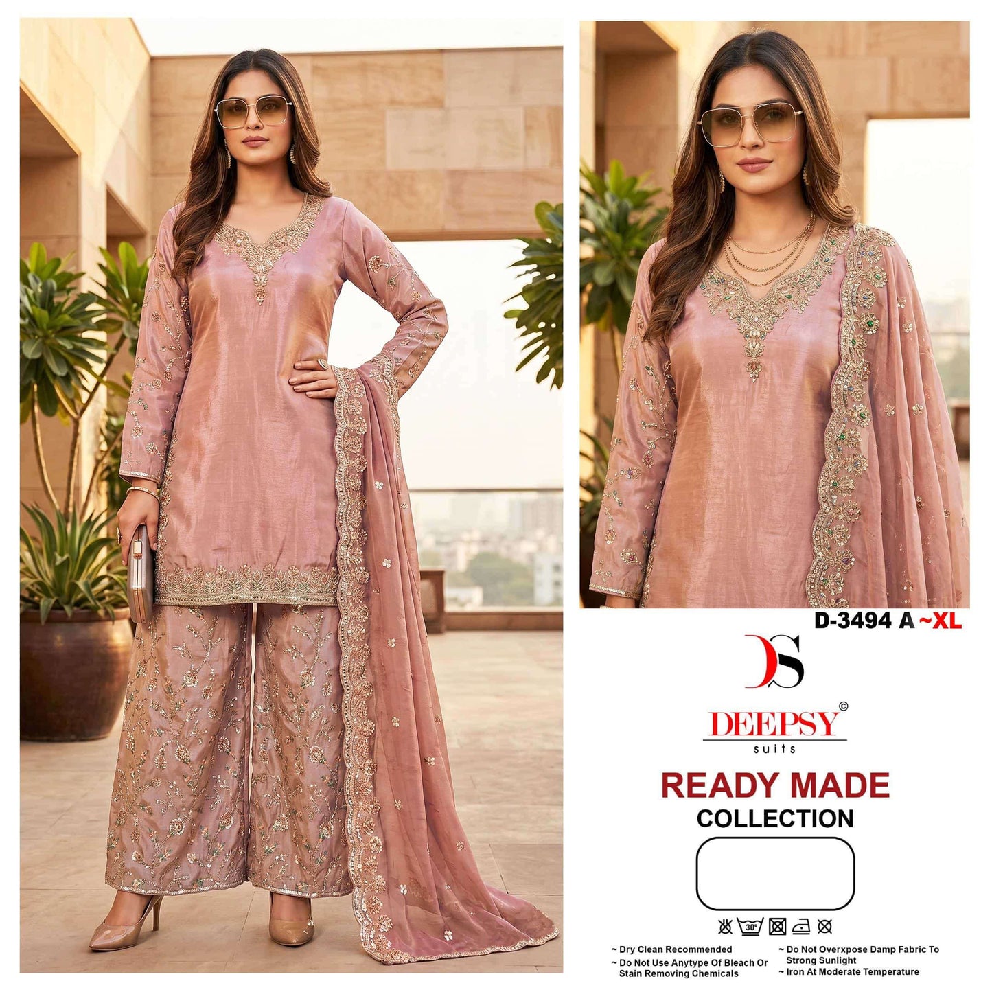 Deepsy Suit D-3494 Viscose Silk Embroidery Pakistani Suit Set