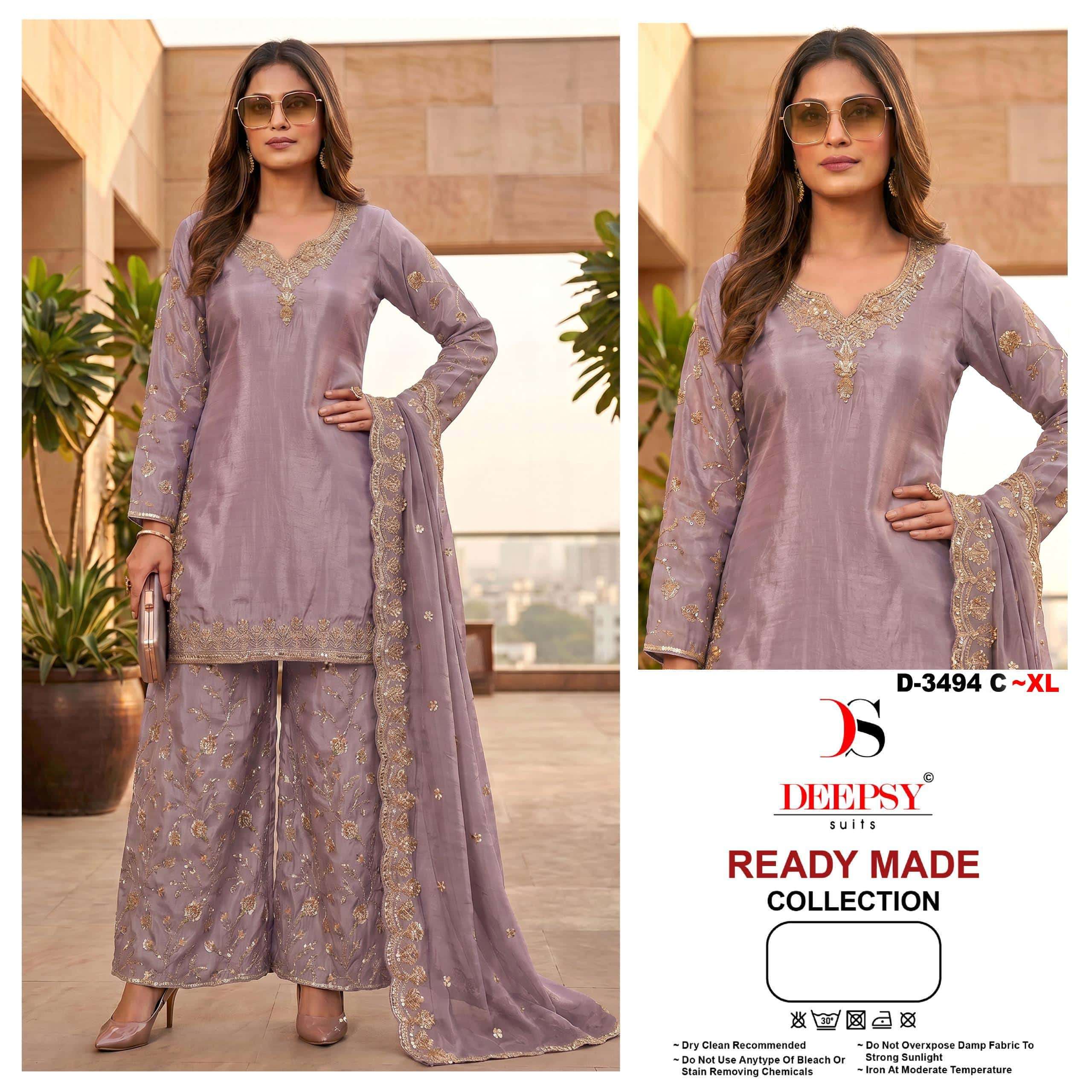 Deepsy Suit D-3494 Viscose Silk Embroidery Pakistani Suit Set