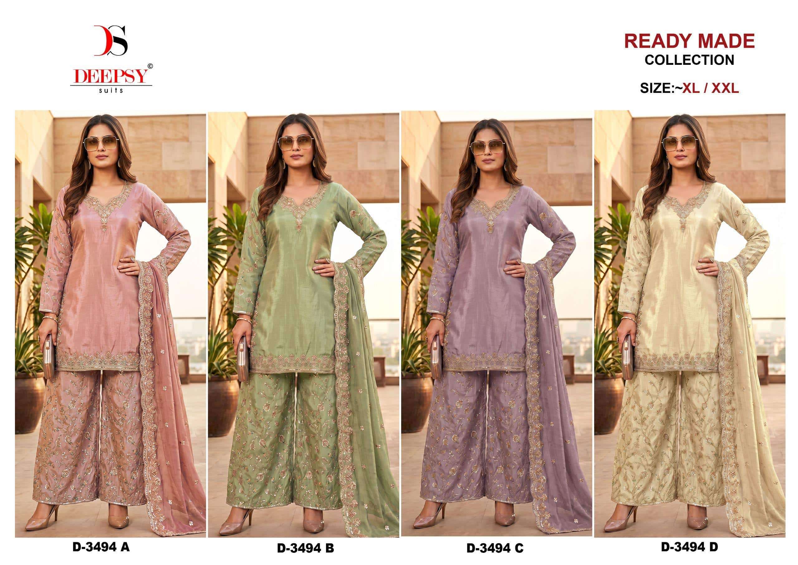 Deepsy Suit D-3494 Viscose Silk Embroidery Pakistani Suit Set