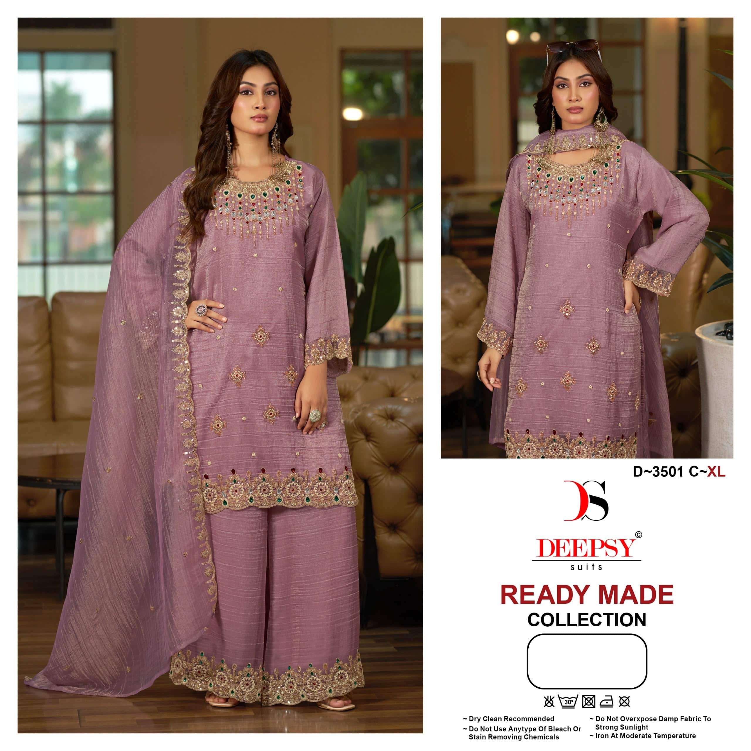 Deepsy Suit D-3501 A to D Series Salsa Silk Embroidered Salwar Suit Set