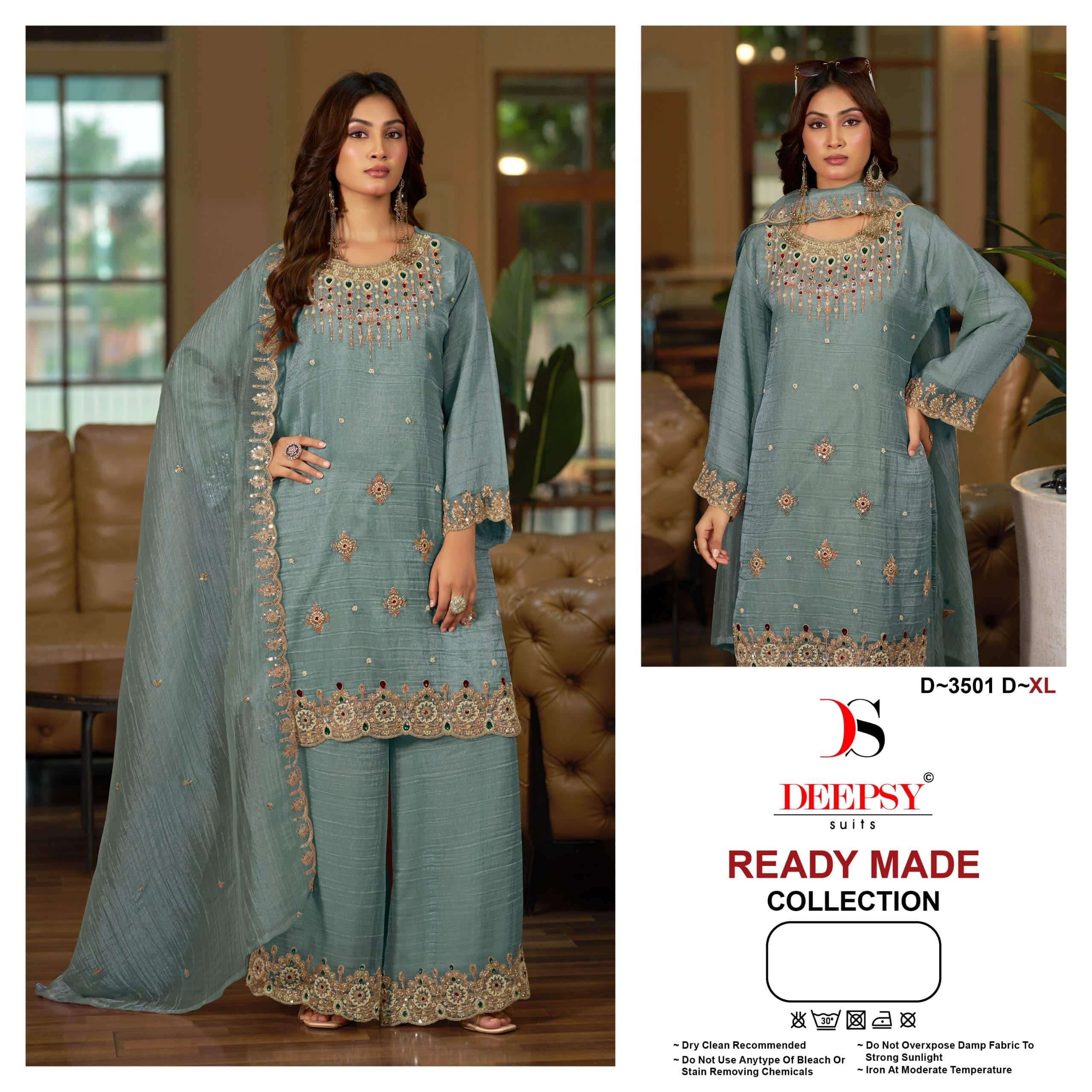 Deepsy Suit D-3501 A to D Series Salsa Silk Embroidered Salwar Suit Set