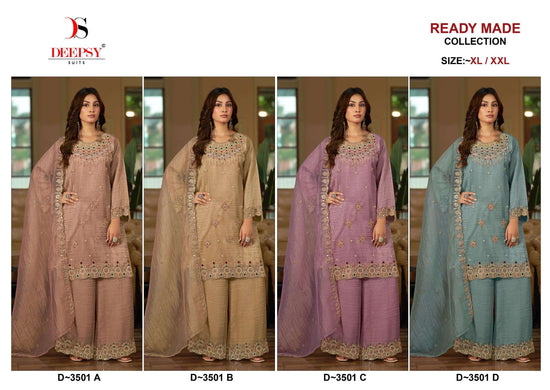 Deepsy Suit D-3501 A to D Series Salsa Silk Embroidered Salwar Suit Set