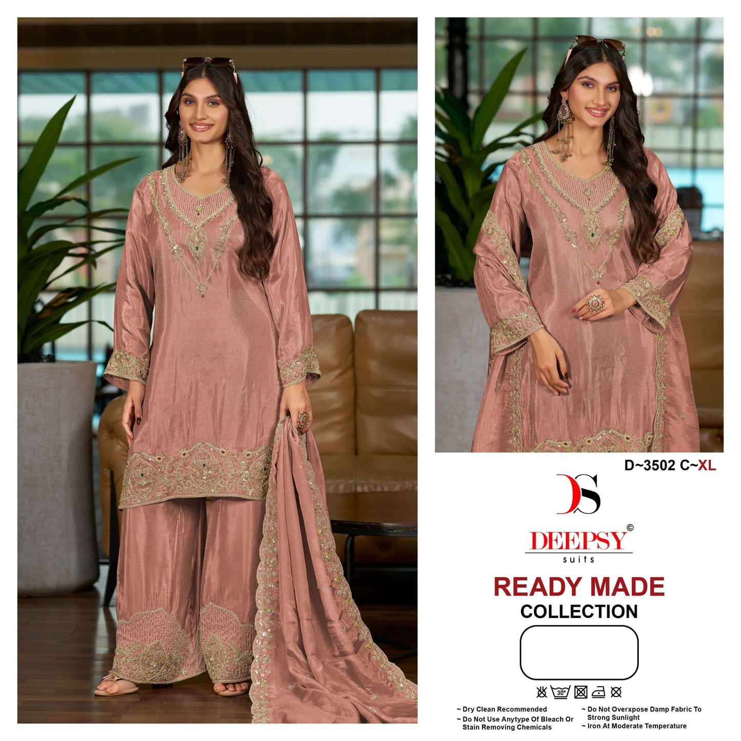 Deepsy Suit D-3502 A to D Series Viscose Silk Embroidered Sharara Suit Set