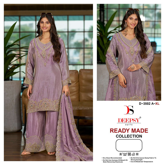 Deepsy Suit D-3502 A to D Series Viscose Silk Embroidered Sharara Suit Set