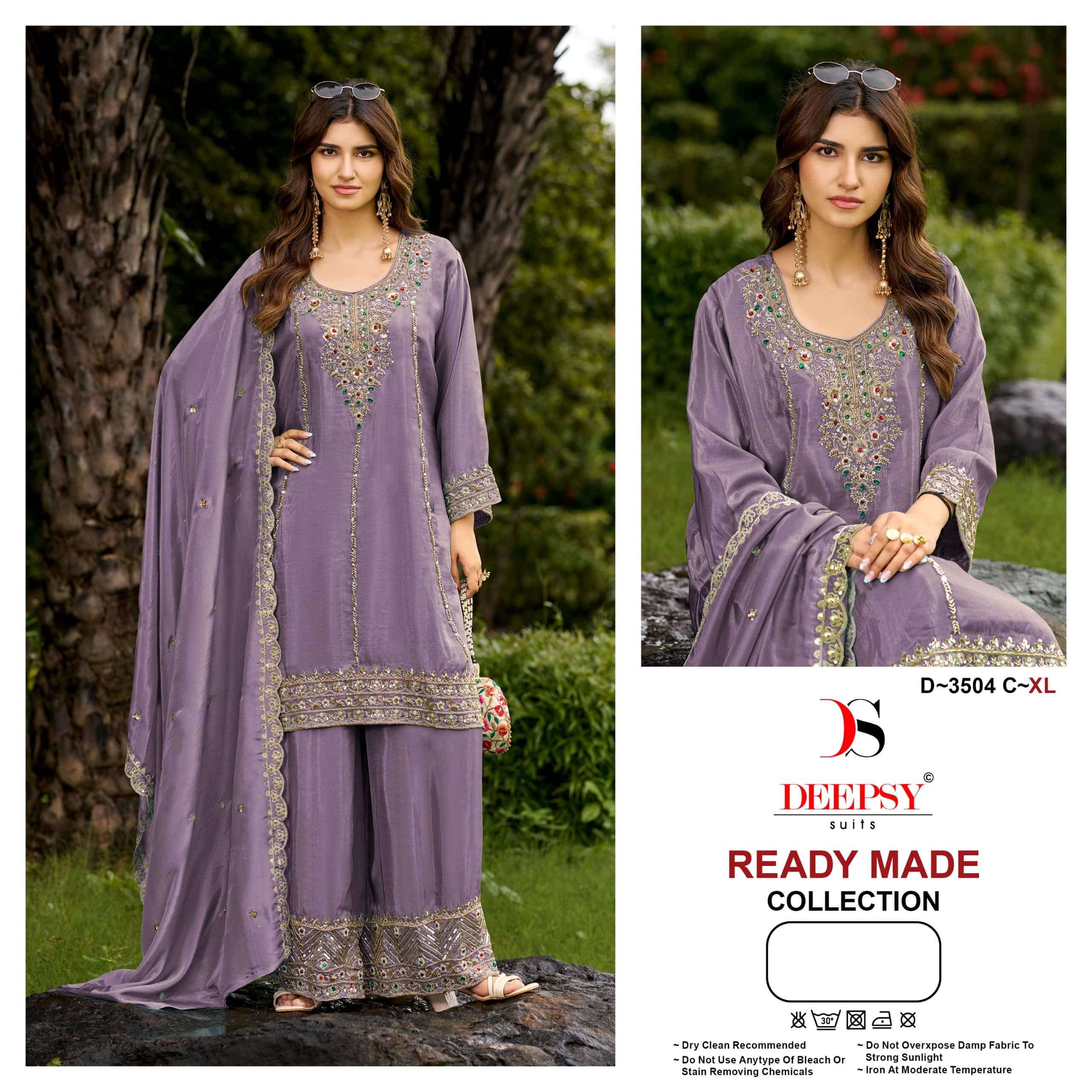 Deepsy Suit D-3504 A To D Series Viscose Tissue Silk Embroidery Pakistani Suit Set