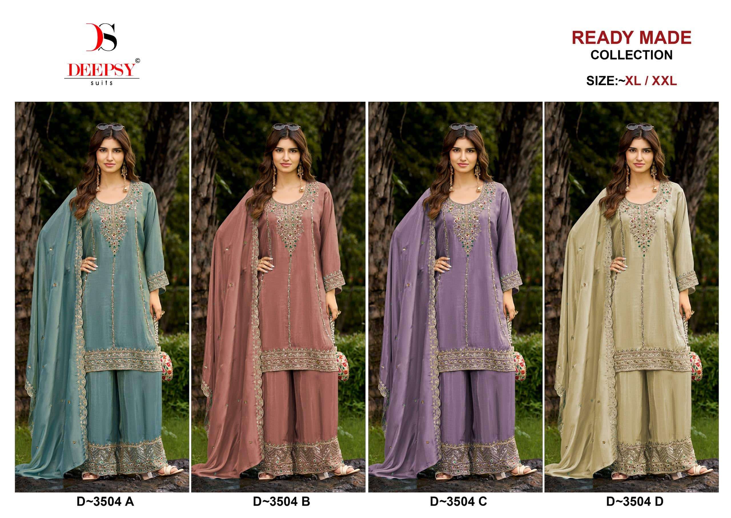 Deepsy Suit D-3504 A To D Series Viscose Tissue Silk Embroidery Pakistani Suit Set