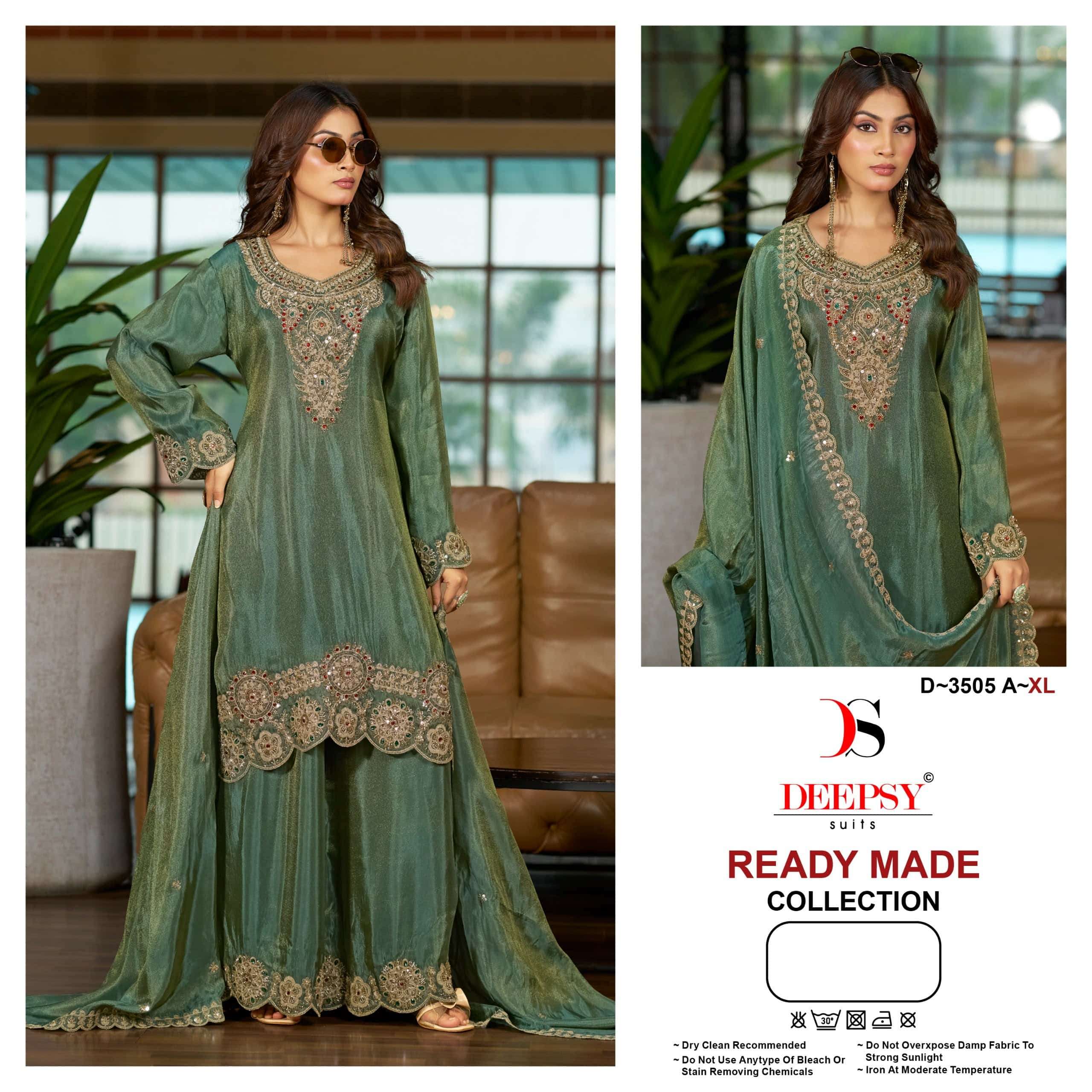 Deepsy Suit D-3505 A to D Series Viscose Tissue Silk Embroidered Pakistani Suit Set
