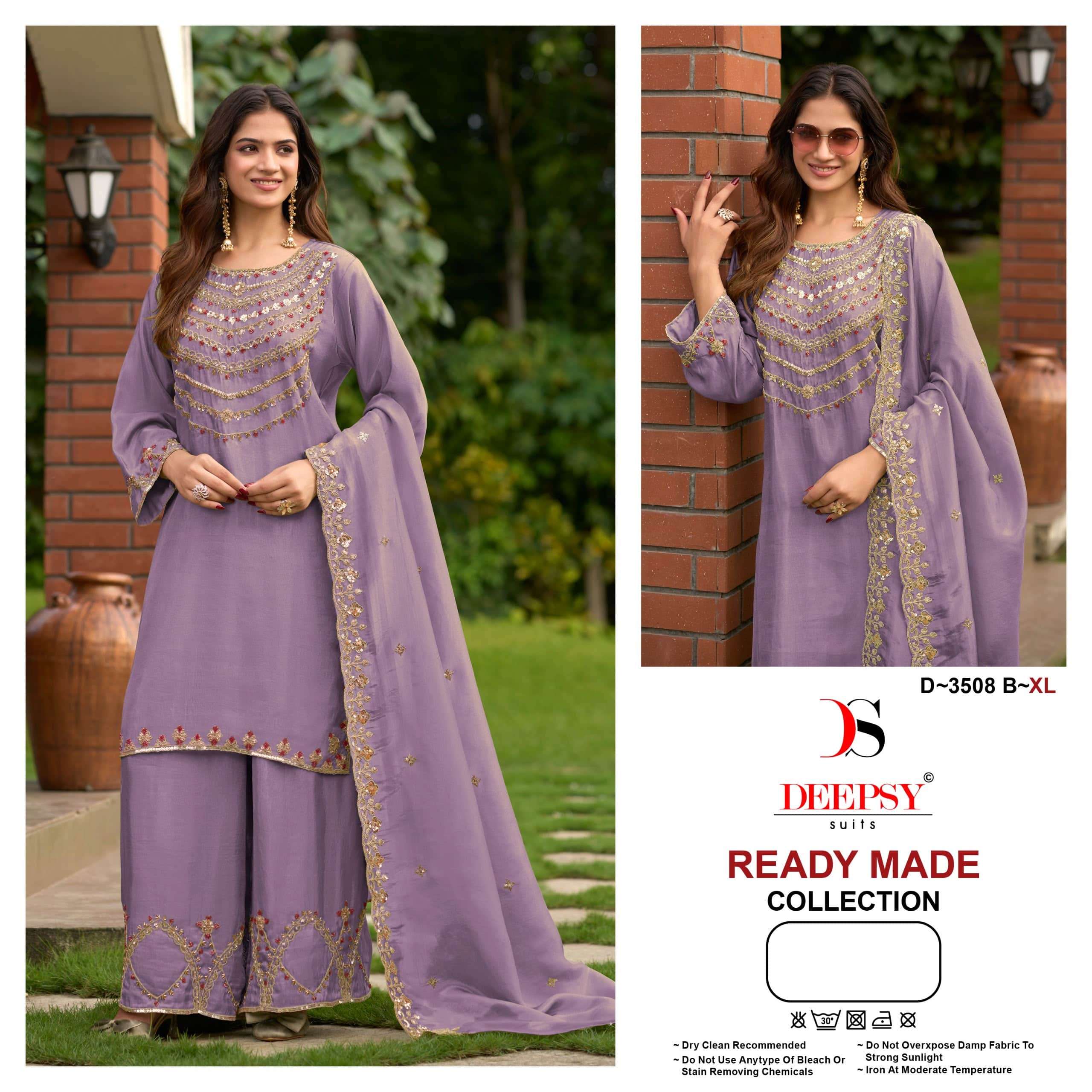DEEPSY SUIT D-3508 A TO D Series Viscose Tissue Silk Embroidered Salwar Suit Set
