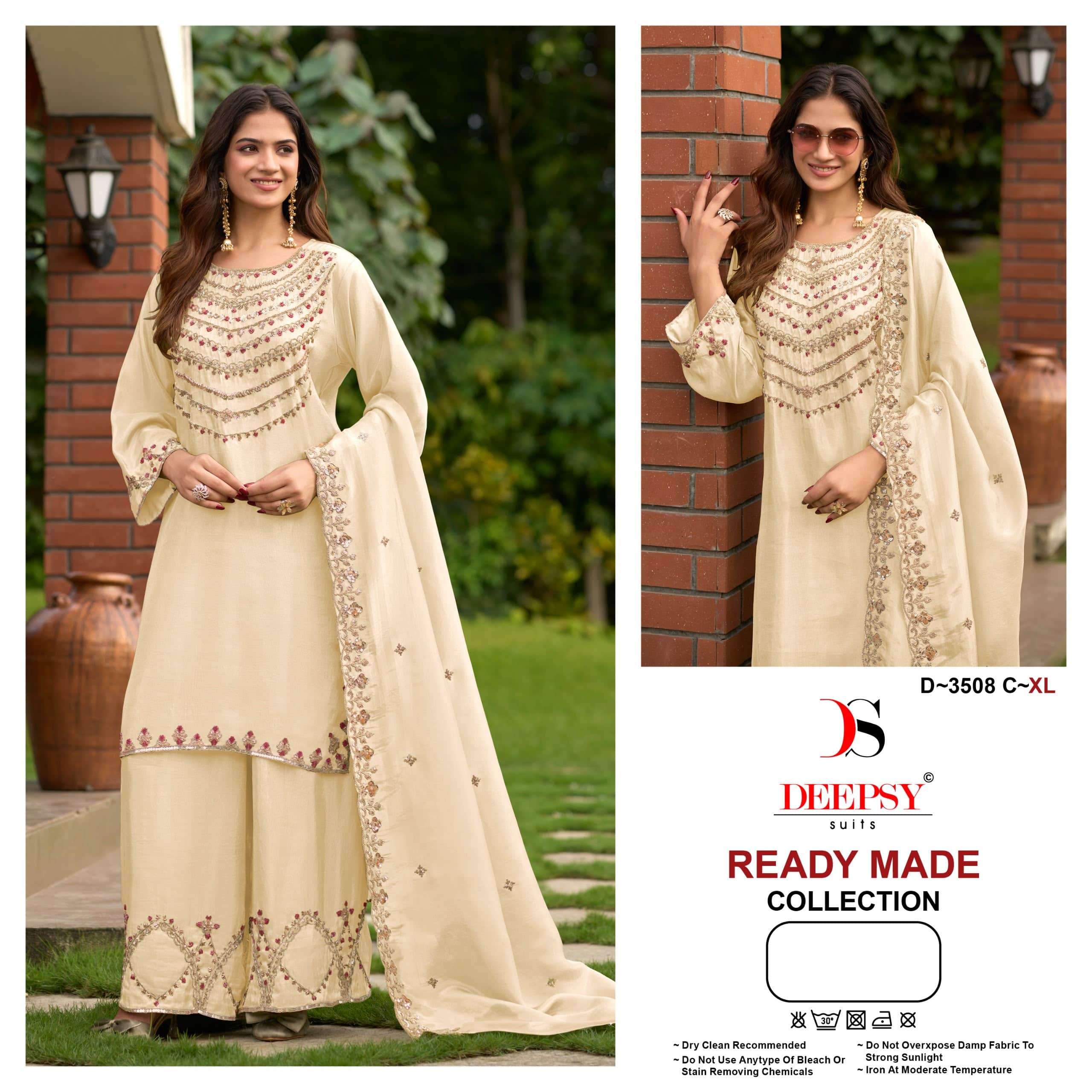 DEEPSY SUIT D-3508 A TO D Series Viscose Tissue Silk Embroidered Salwar Suit Set