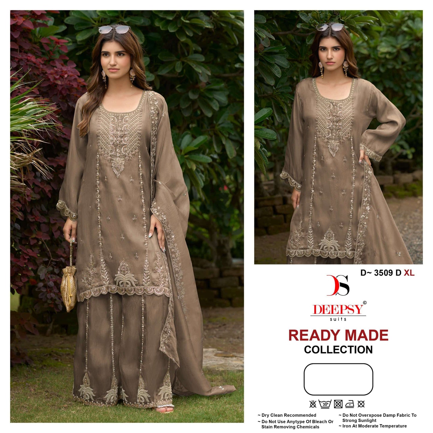 DEEPSY SUIT D-3509 Satin Embroidery Stitched Suit Set