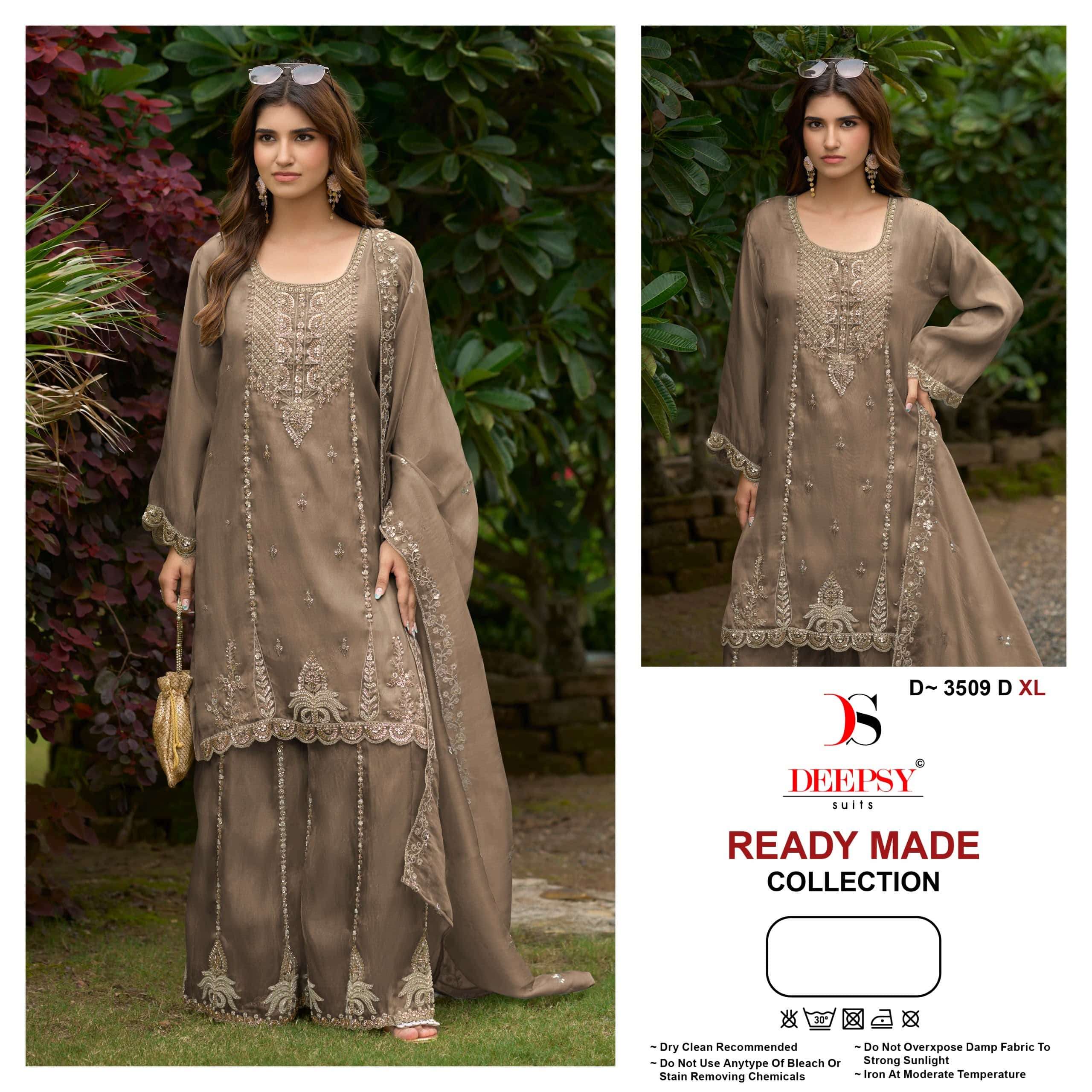 DEEPSY SUIT D-3509 Satin Embroidery Stitched Suit Set