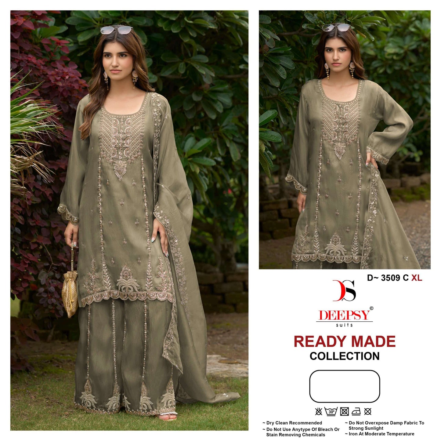 DEEPSY SUIT D-3509 Satin Embroidery Stitched Suit Set