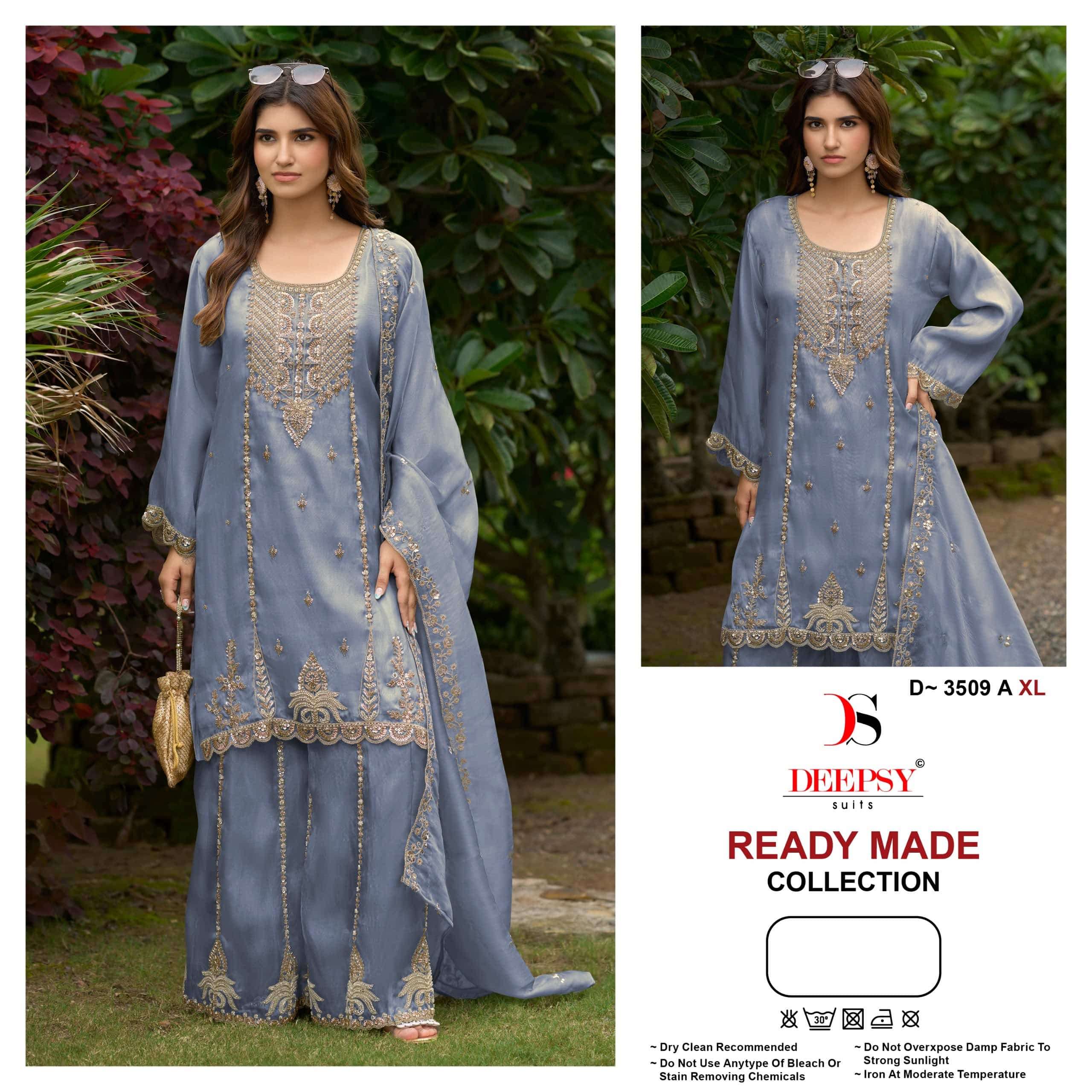 DEEPSY SUIT D-3509 Satin Embroidery Stitched Suit Set