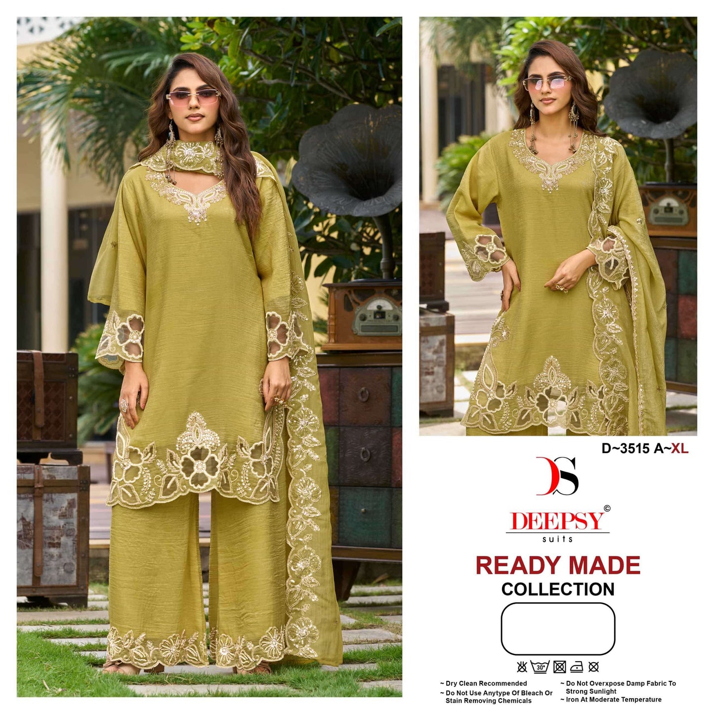 DEEPSY SUIT D-3515 Crush Silk Embroidered Stitched Sharara Dresses