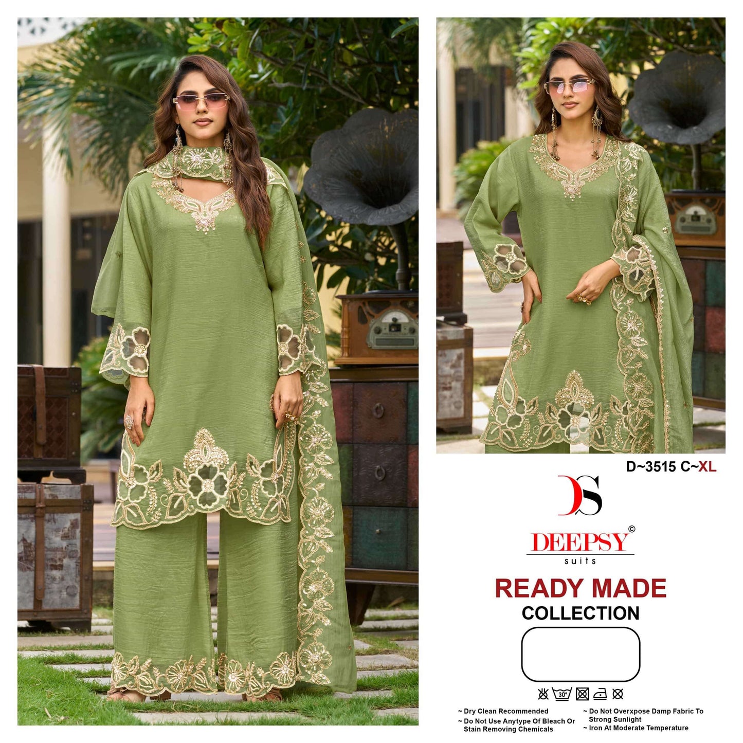 DEEPSY SUIT D-3515 Crush Silk Embroidered Stitched Sharara Dresses