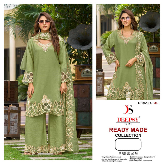 DEEPSY SUIT D-3515 Crush Silk Embroidered Stitched Sharara Dresses