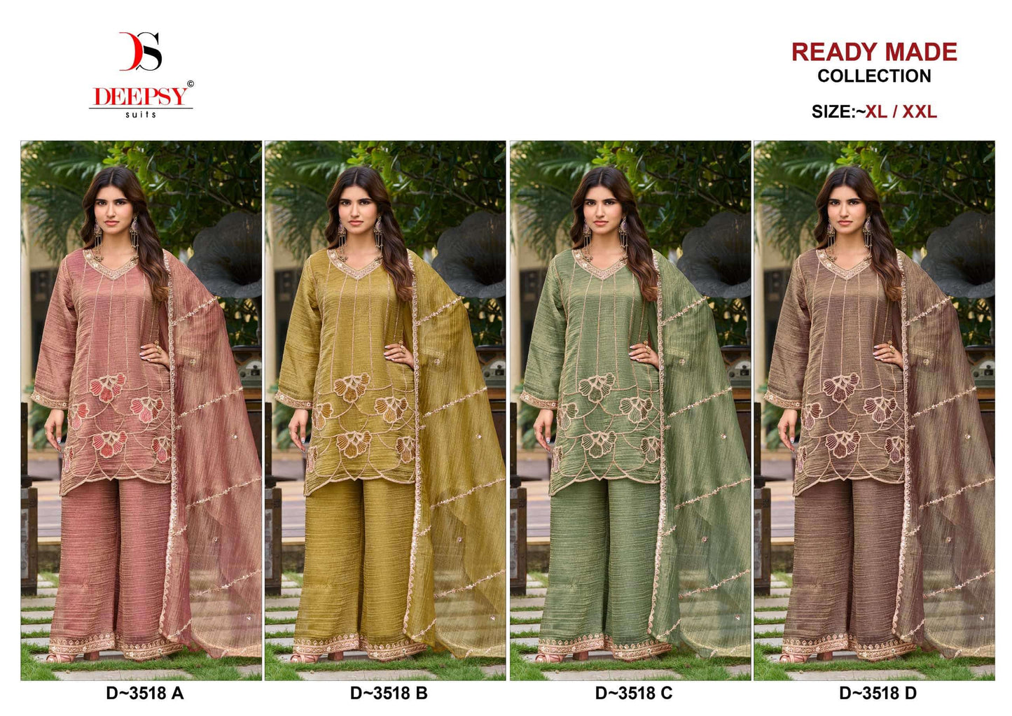 DEEPSY SUIT D-3518 A TO D Series Salsa Silk Embroidered Pakistani Suit Set