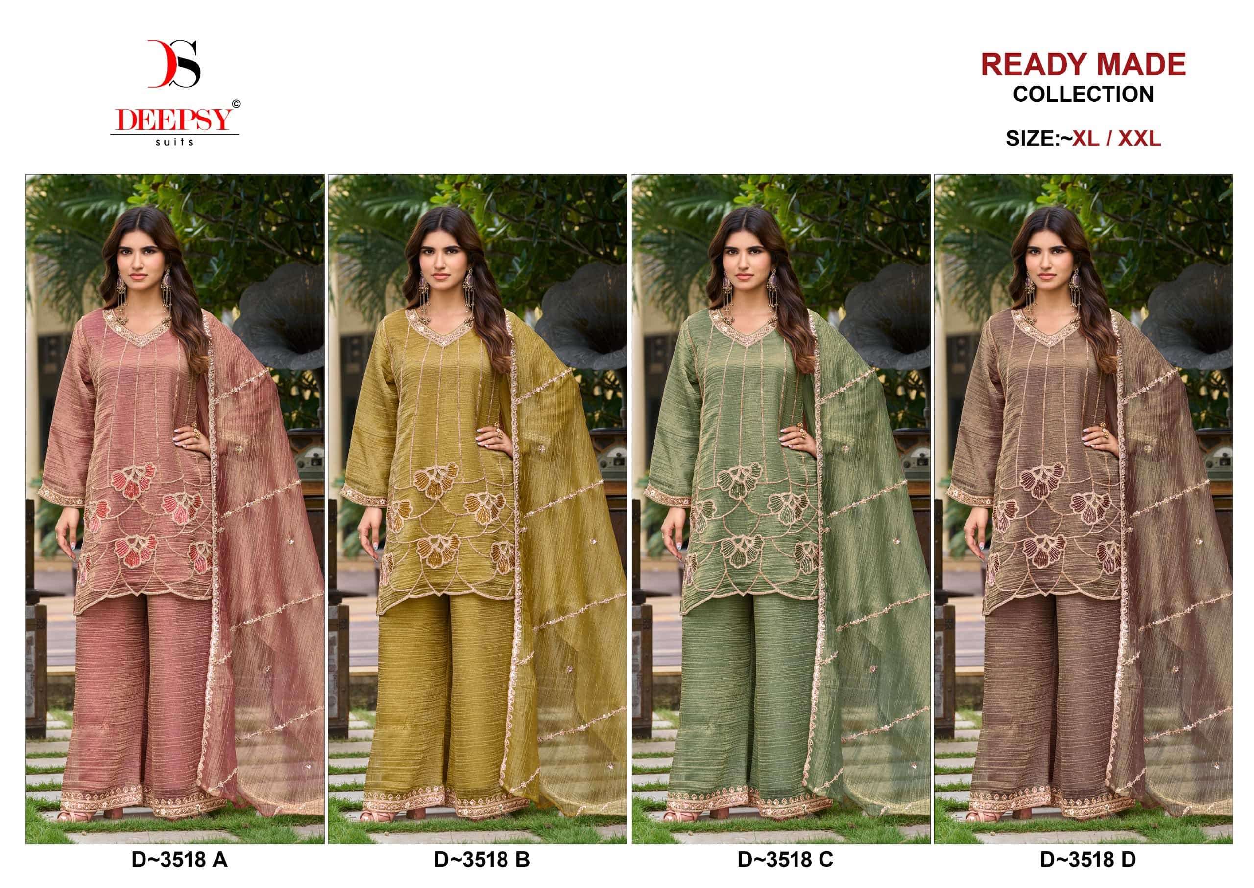 DEEPSY SUIT D-3518 A TO D Series Salsa Silk Embroidered Pakistani Suit Set