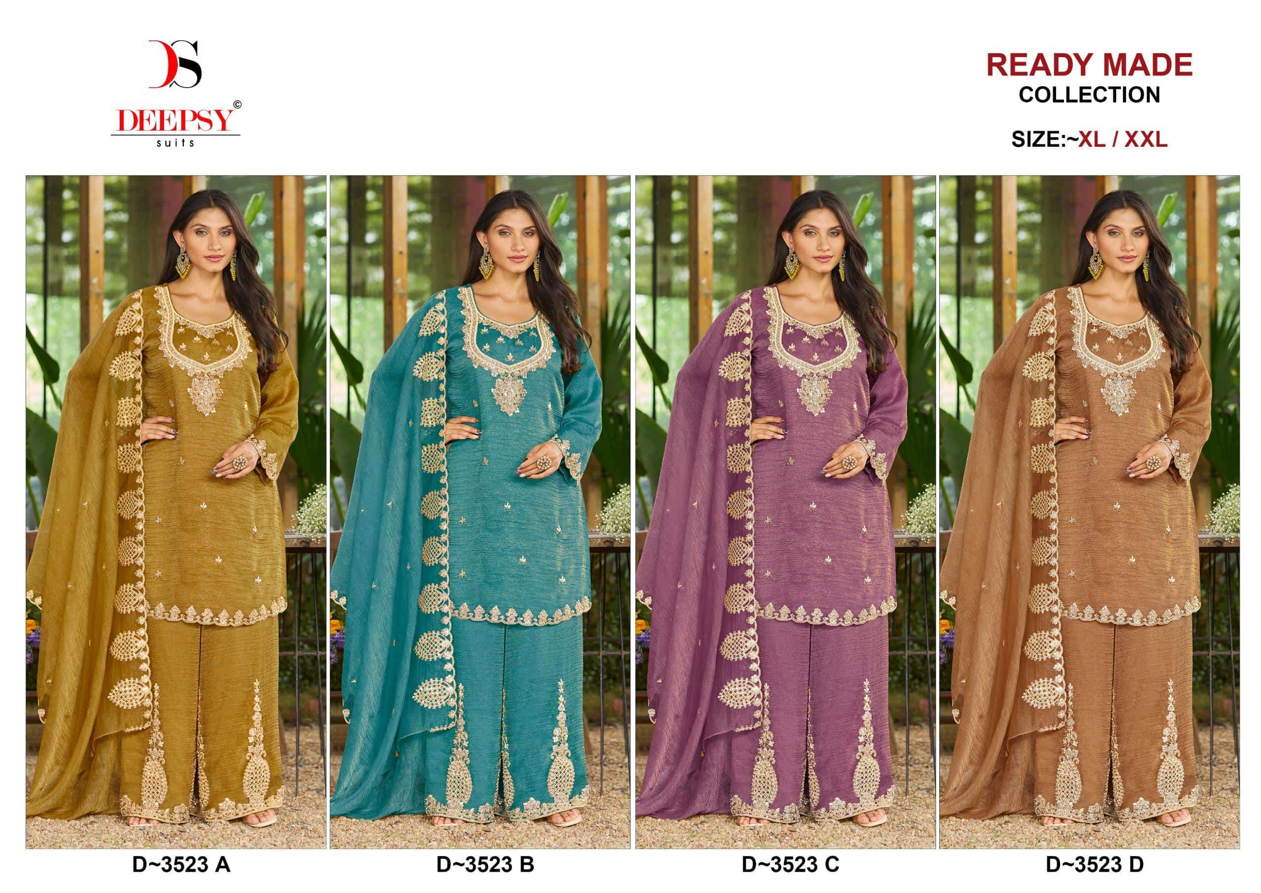 DEEPSY SUIT D-3523 Salsa Silk Embroidered Pakistani Suit Set