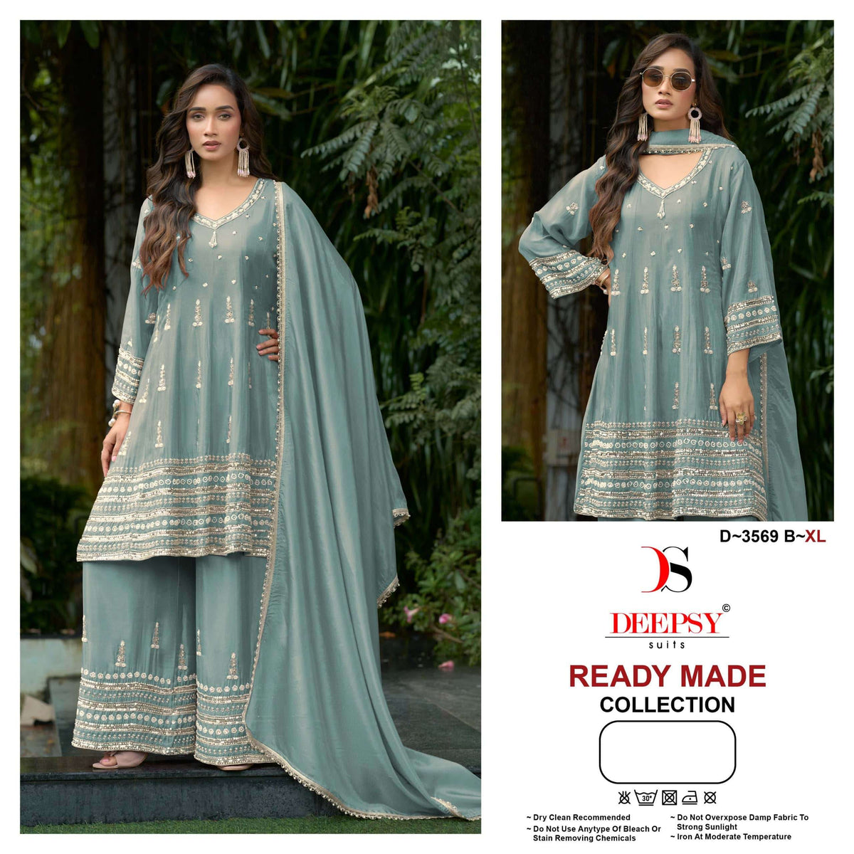 Deepsy Suit D-3569 Viscose Tissue Silk Embroidered Sharara Suit Set