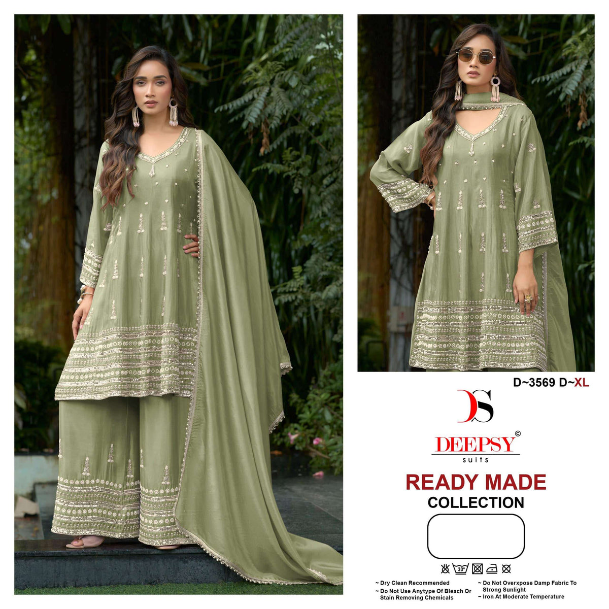 Deepsy Suit D-3569 Viscose Tissue Silk Embroidered Sharara Suit Set