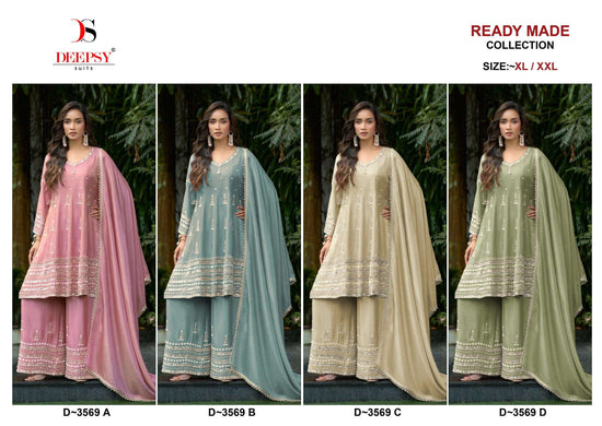 Deepsy Suit D-3569 Viscose Tissue Silk Embroidered Sharara Suit Set