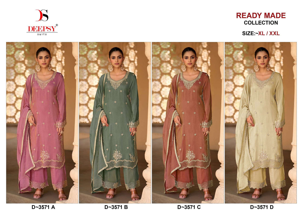 Deepsy Suit D-3571 Viscose Tissue Silk Embroidered Salwar Suit Set