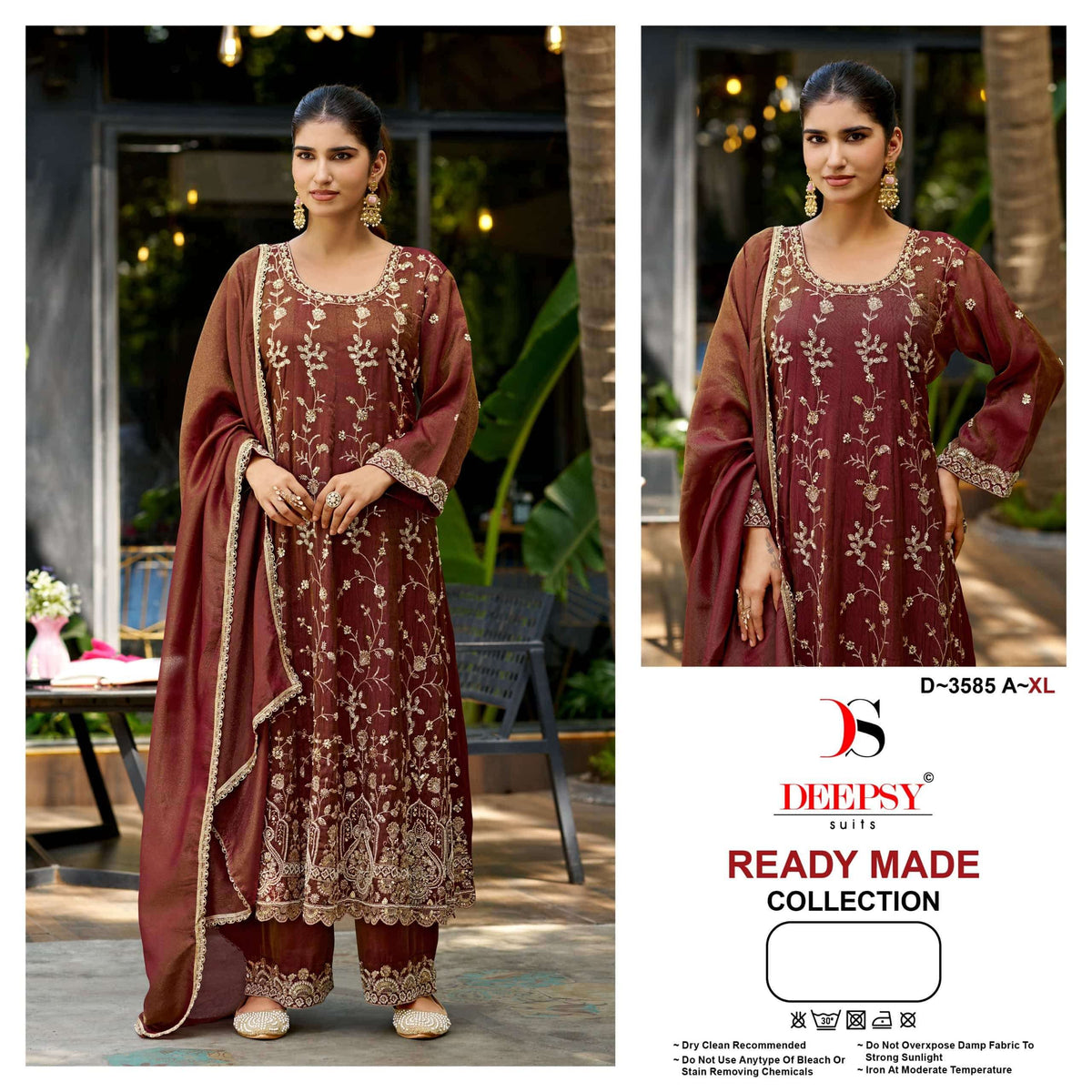 DEEPSY SUIT D-3585 Viscose Tissue Silk Embroidered Stitched Salwar Suit