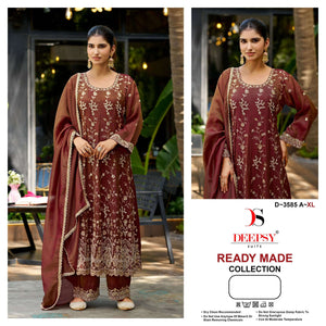 DEEPSY SUIT D-3585 Viscose Tissue Silk Embroidered Stitched Salwar Suit