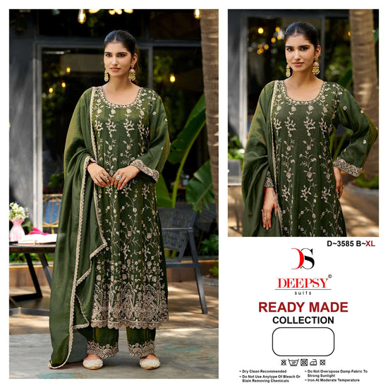 DEEPSY SUIT D-3585 Viscose Tissue Silk Embroidered Stitched Salwar Suit