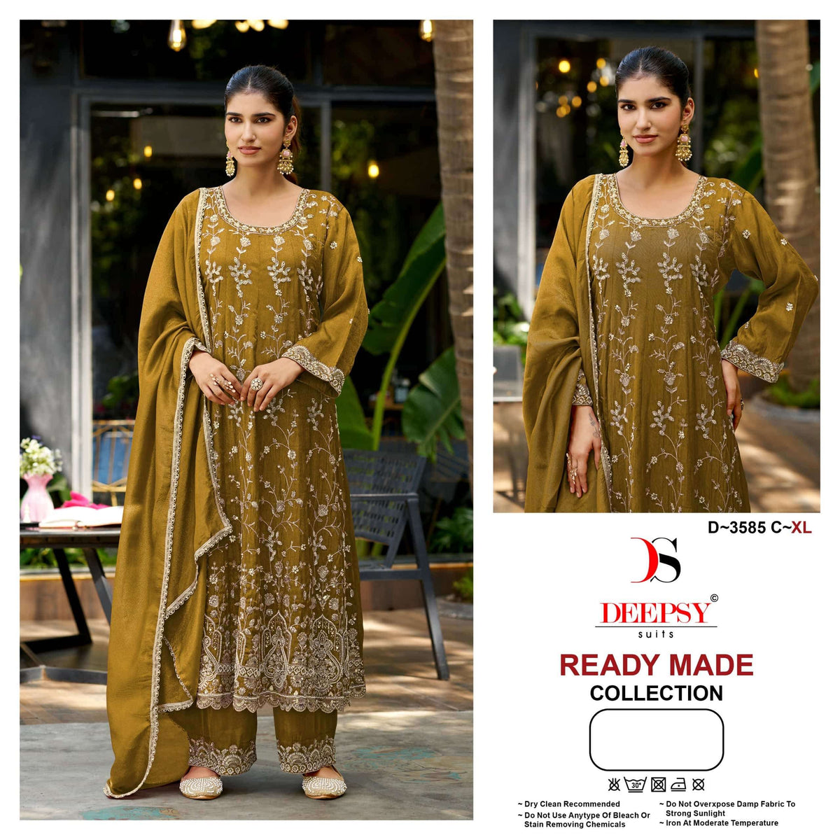 DEEPSY SUIT D-3585 Viscose Tissue Silk Embroidered Stitched Salwar Suit