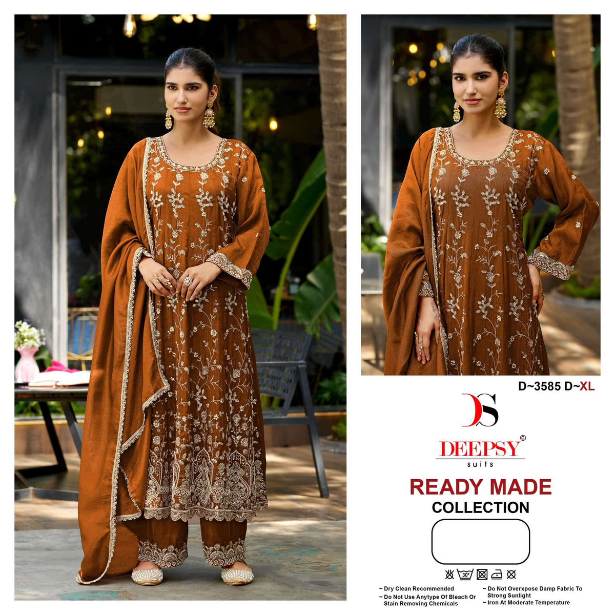 DEEPSY SUIT D-3585 Viscose Tissue Silk Embroidered Stitched Salwar Suit