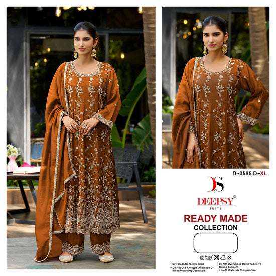DEEPSY SUIT D-3585 Viscose Tissue Silk Embroidered Stitched Salwar Suit