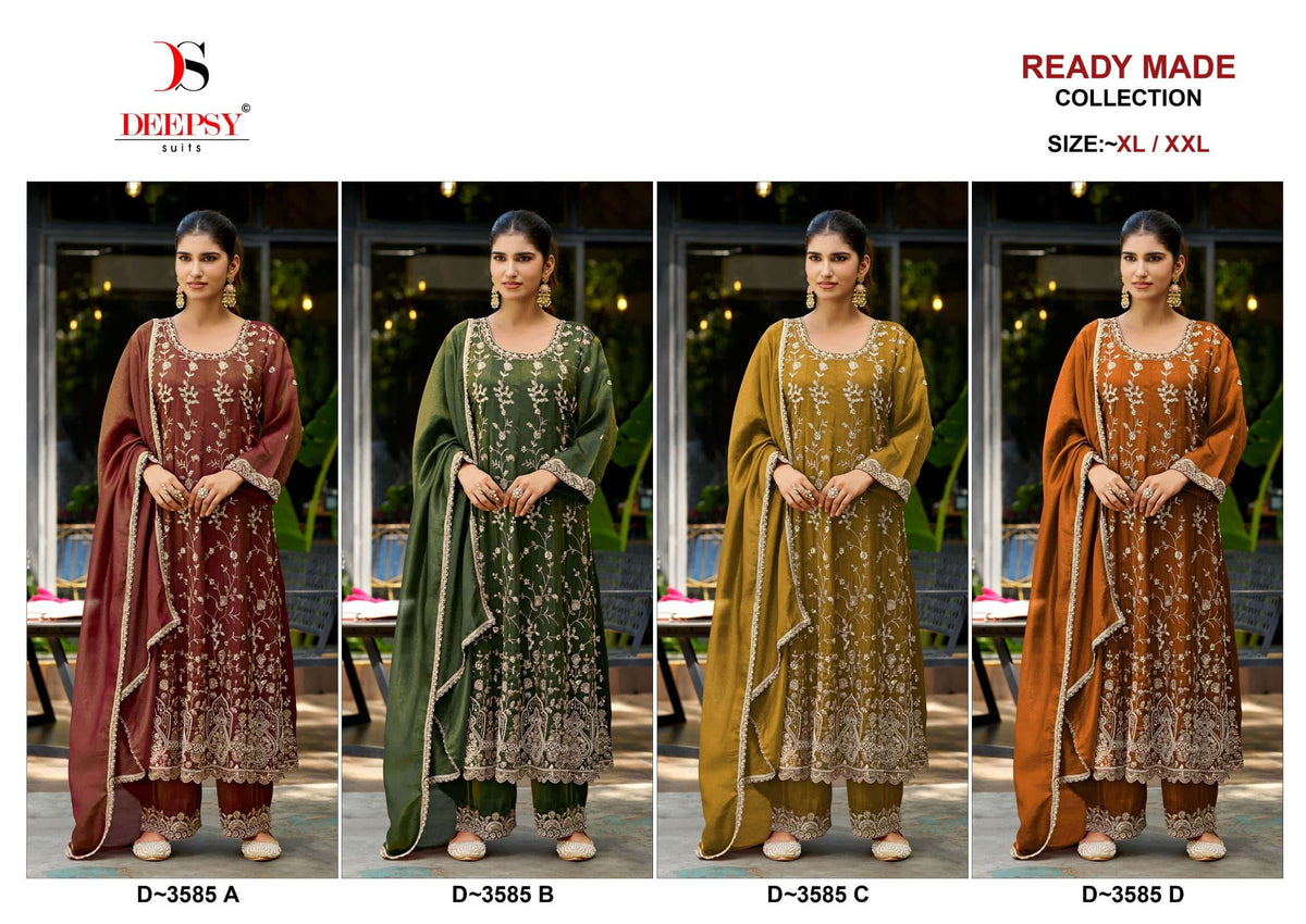 DEEPSY SUIT D-3585 Viscose Tissue Silk Embroidered Stitched Salwar Suit