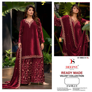 DEEPSY SUIT D-3602 Velvet Embroidered Pakistani Salwar Suit