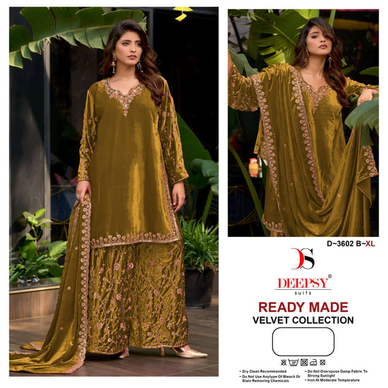 DEEPSY SUIT D-3602 Velvet Embroidered Pakistani Salwar Suit
