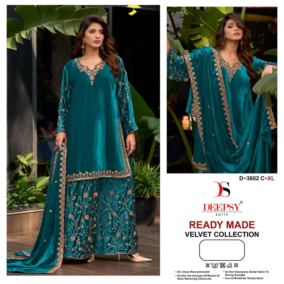 DEEPSY SUIT D-3602 Velvet Embroidered Pakistani Salwar Suit