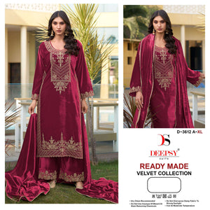 Deepsy Suit D-3612 Velvet Embroidered Ready to Wear Salwar Suit