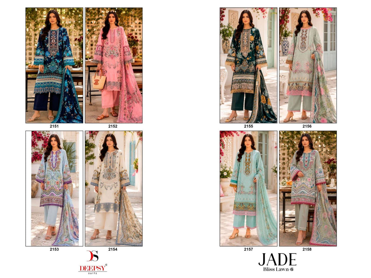 DEEPSY SUIT JADE BLISS LAWN VOL-6 Premium Cotton Pakistani Suit - Amrah Wholesale