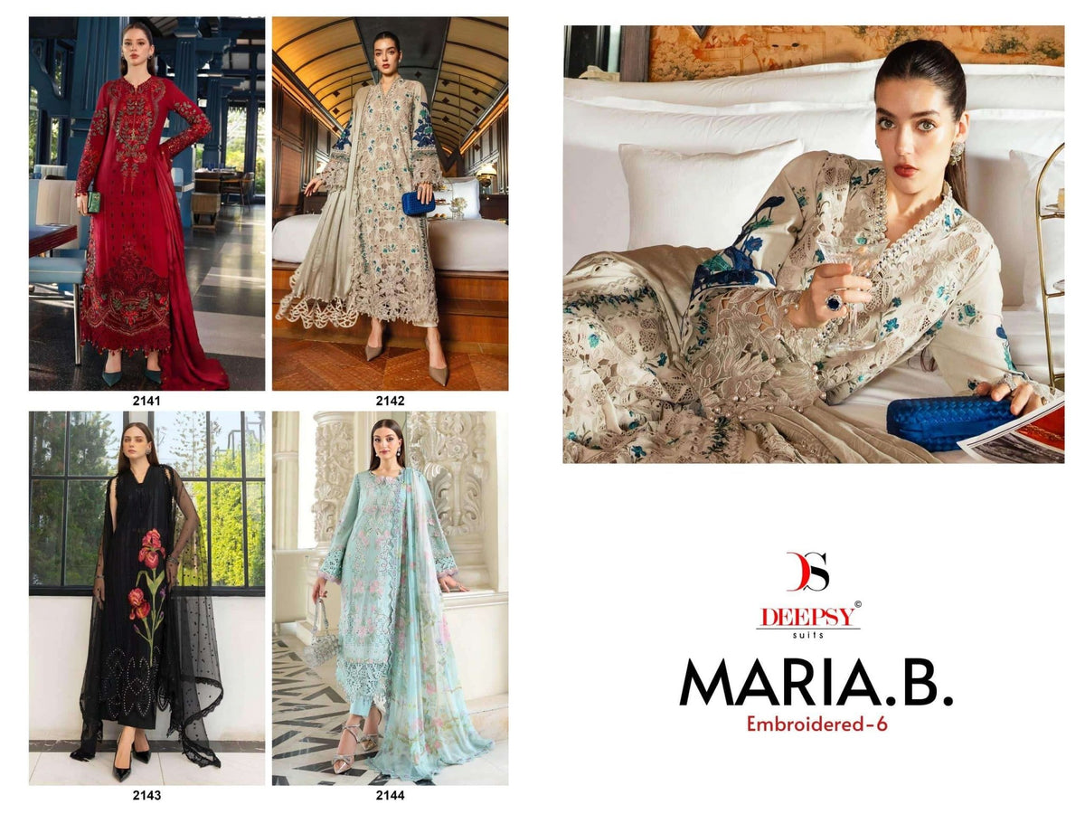 DEEPSY SUIT Maria B Premium Vol-6 Cotton Embroidered Pakistani Suit - Amrah Wholesale